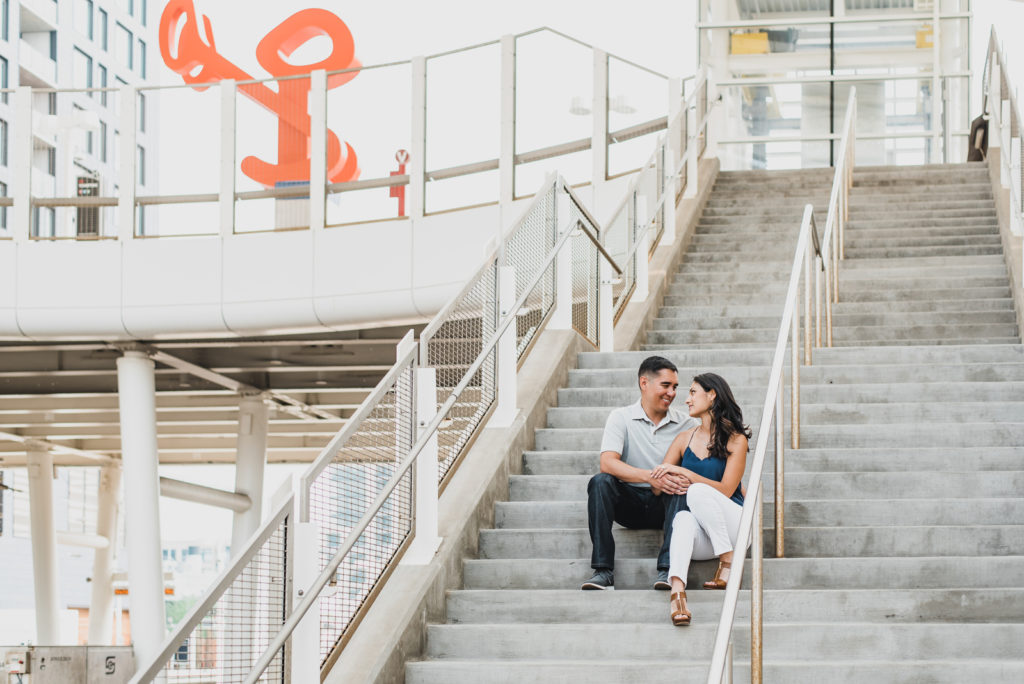 Expert tips to plan fun downtown Denver engagement photos Union Station romantic engagement picture | From the Hip Photo Denver Colorado portrait photography 