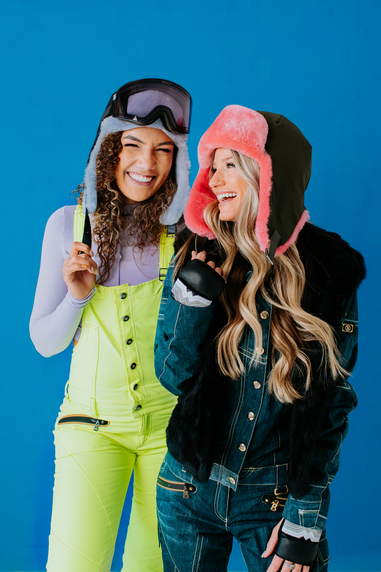 Models in Super G Brand Photography | Two laughing models wearing pastel fashion | Denver, Colorado