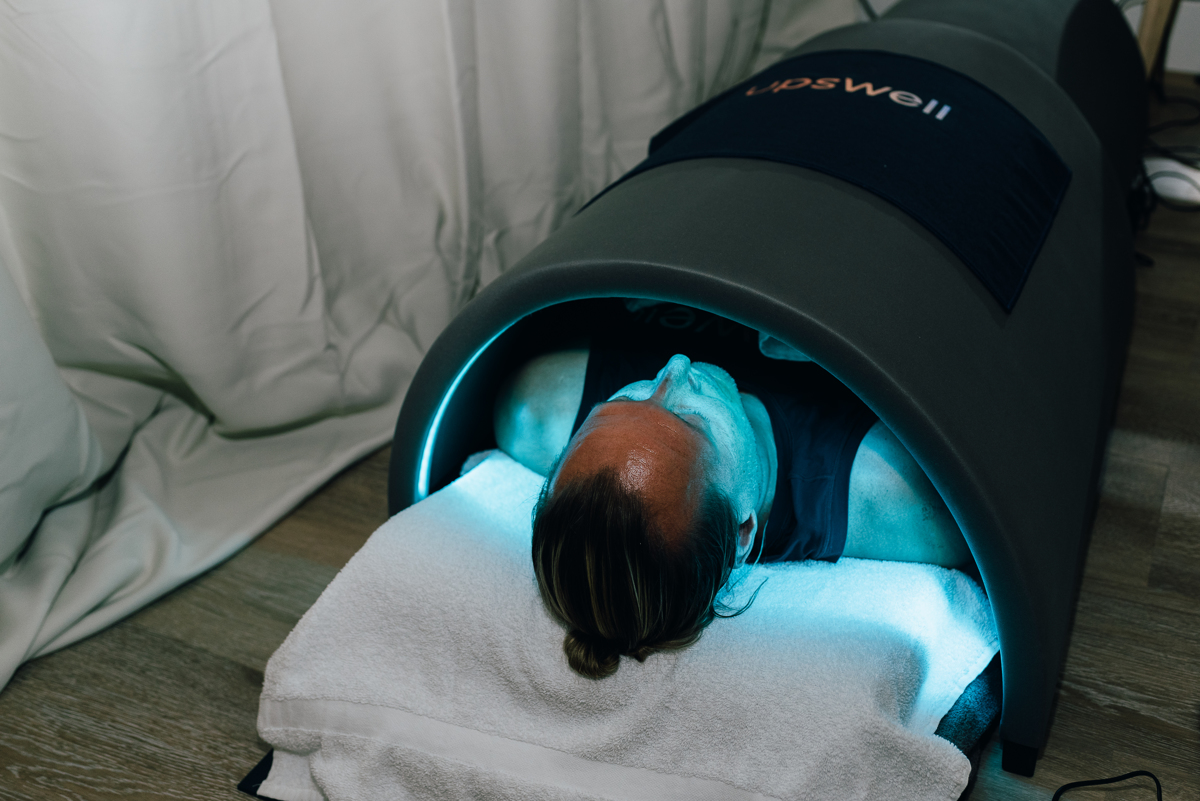 infrared sauna for Colorado Brand Photography shoot with Upswell Dynamic Wellness