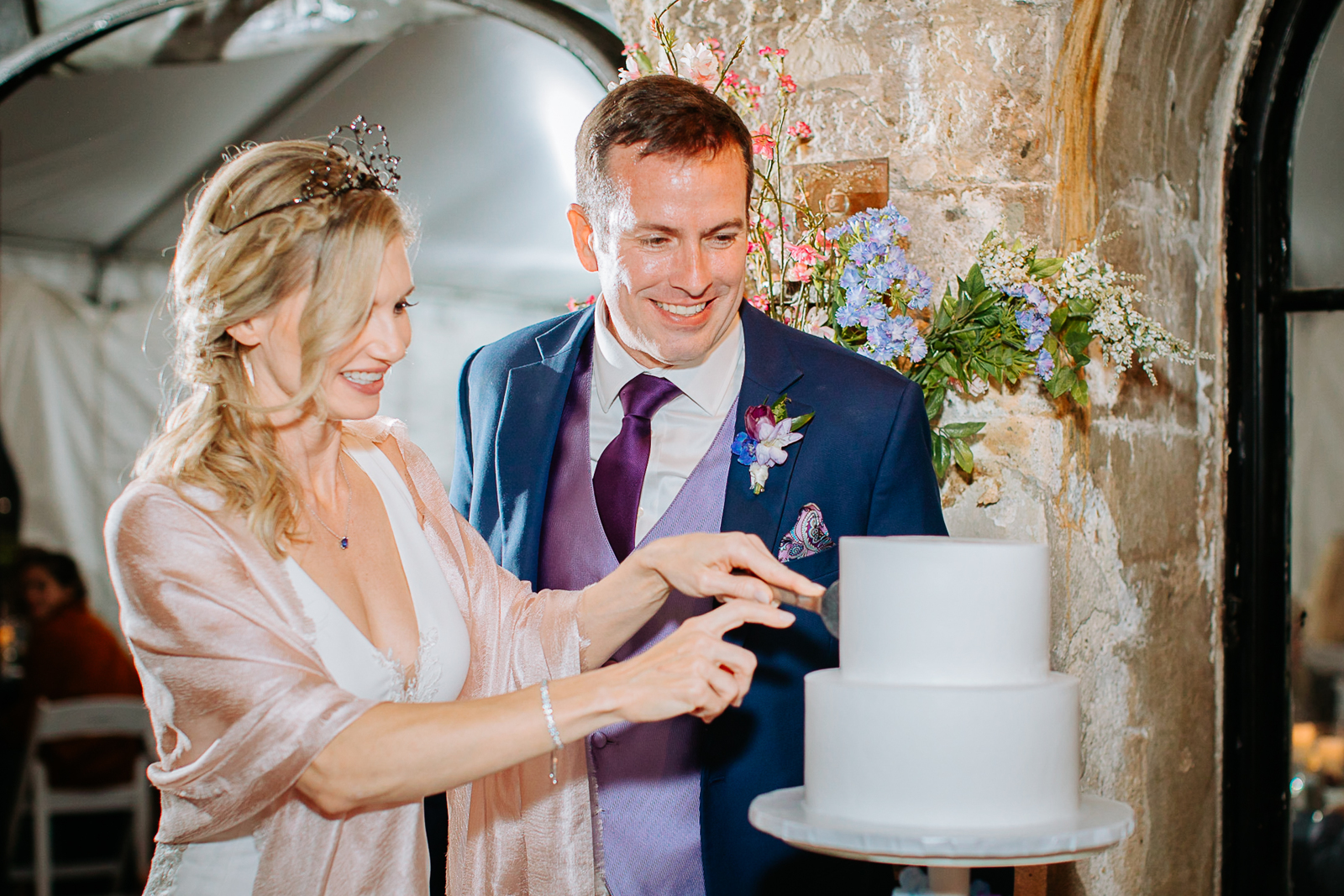 Evening festivities at Dunafon Castle wedding