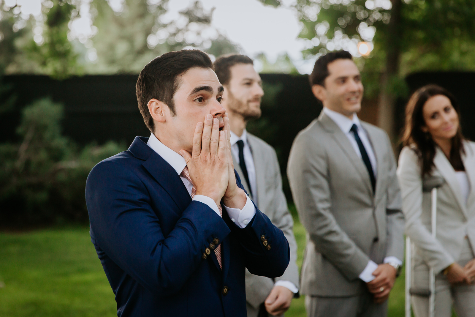 Romantic couple photo from Denver wedding with golden hour lighting