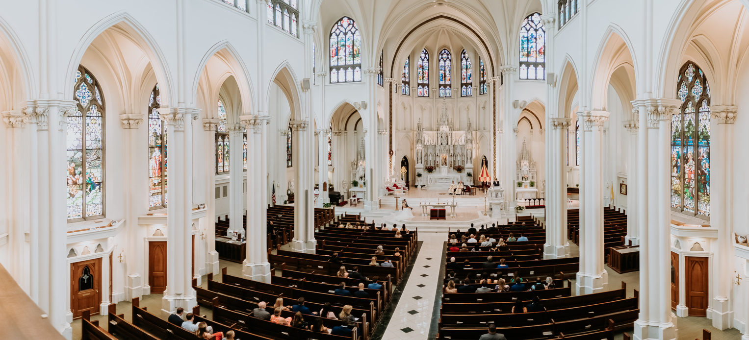 Wedding photography | An overhead shot of the cathedral interior | Cathedral Basilica of the Immaculate Conception, Denver