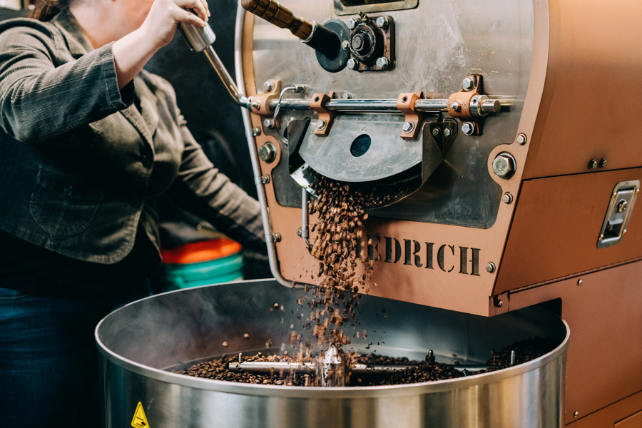 Prepared coffee display ready for commercial photo session